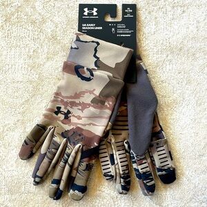 Brand New Under Armour Men’s Early Season Liner Camo Hunting Touchscreen Gloves